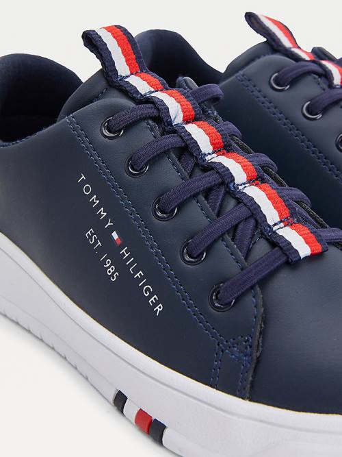 Tommy Hilfiger Stripe Webbing Low-Top Spor Ayakkabı Erkek Çocuk Mavi | TH916STZ