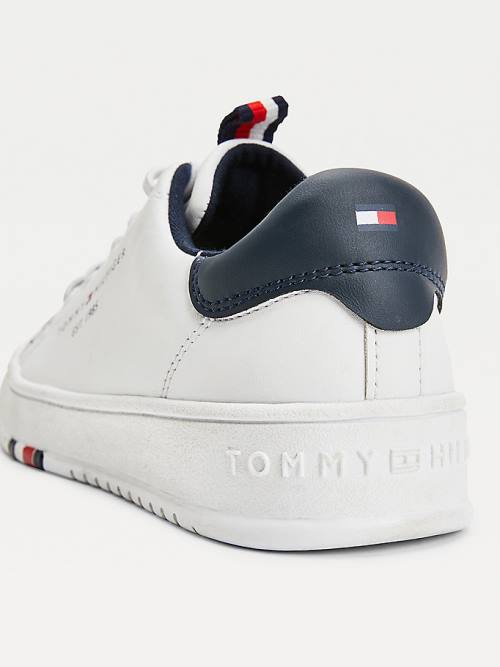 Tommy Hilfiger Stripe Webbing Low-Top Spor Ayakkabı Erkek Çocuk Beyaz | TH975WSK