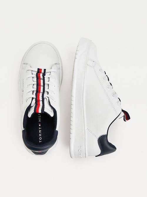 Tommy Hilfiger Stripe Webbing Low-Top Spor Ayakkabı Erkek Çocuk Beyaz | TH975WSK