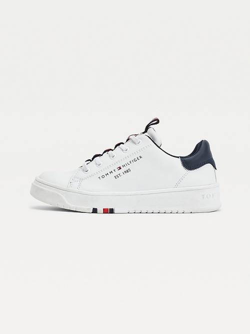 Tommy Hilfiger Stripe Webbing Low-Top Spor Ayakkabı Erkek Çocuk Beyaz | TH975WSK