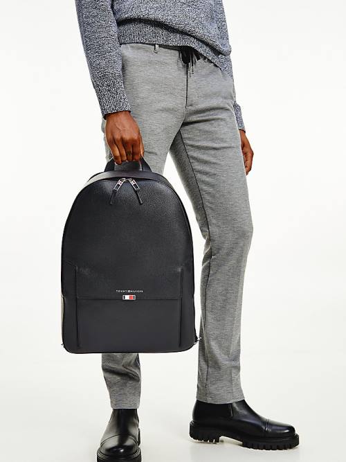 Tommy Hilfiger TH Business Deri Backpack Çanta Erkek Siyah | TH024RGW