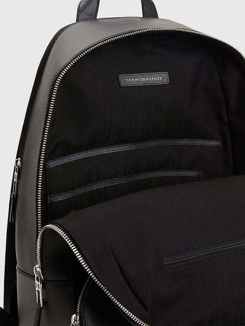 Tommy Hilfiger TH Business Deri Backpack Çanta Erkek Siyah | TH508PDI