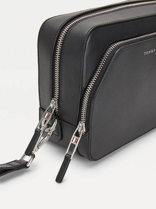 Tommy Hilfiger TH Business Deri Washbag Çanta Erkek Siyah | TH278SFH