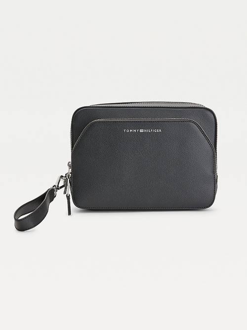 Tommy Hilfiger TH Business Deri Washbag Çanta Erkek Siyah | TH278SFH