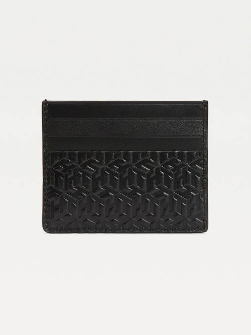 Tommy Hilfiger TH Business Monogram Credit Card Holder Cüzdan Erkek Siyah | TH319PEF