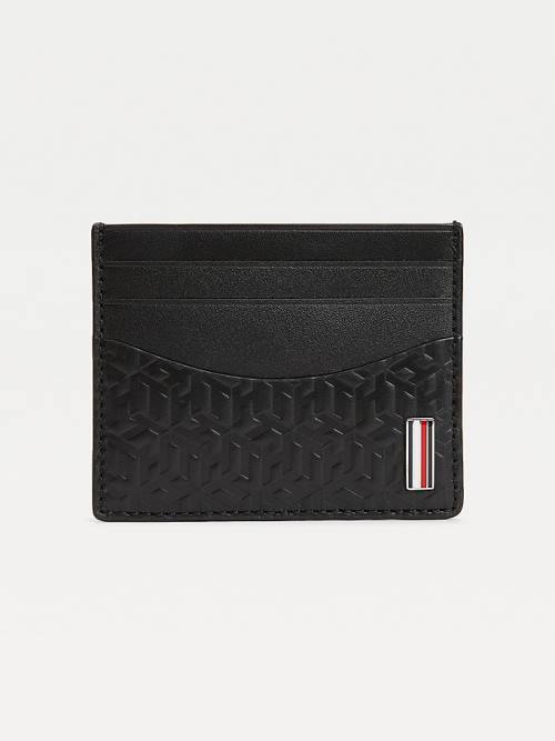 Tommy Hilfiger TH Business Monogram Credit Card Holder Cüzdan Erkek Siyah | TH319PEF