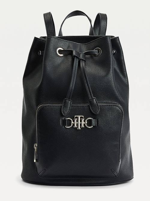 Tommy Hilfiger TH Club Horsebit Hardware Drawstring Backpack Çanta Kadın Siyah | TH057KAL