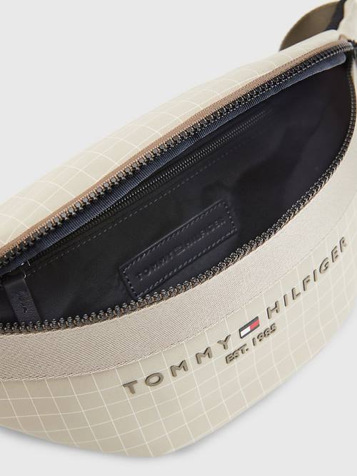 Tommy Hilfiger TH Established Square Print Crossbody Çanta Erkek Bej Rengi | TH604HJA