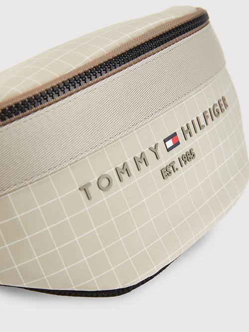 Tommy Hilfiger TH Established Square Print Crossbody Çanta Erkek Bej Rengi | TH604HJA