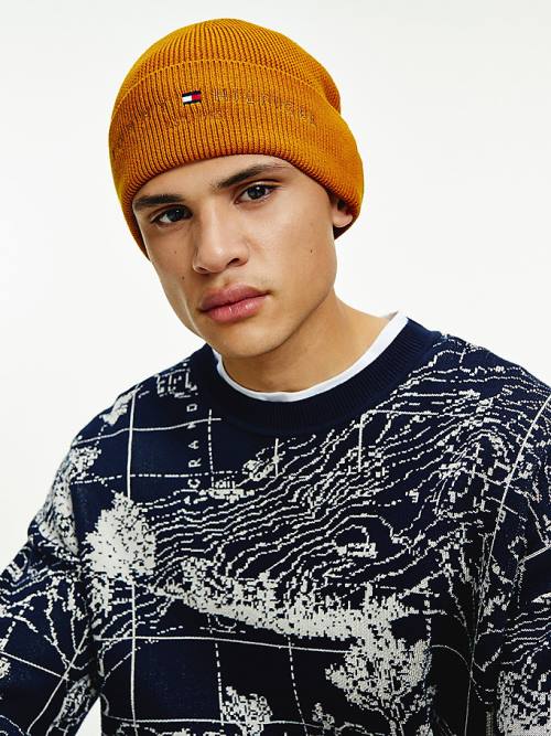 Tommy Hilfiger TH Established Wool Pamuklu Beanie Şapka Erkek Altın | TH753THQ