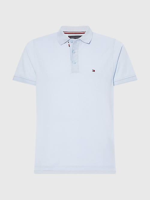 Tommy Hilfiger TH Flex Bubble Weave Slim Polo Yaka Tişört Erkek Mavi | TH025ZTI