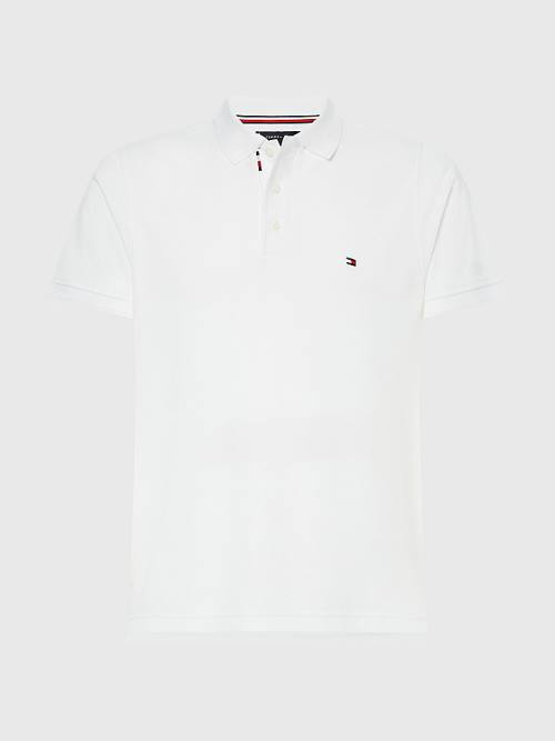 Tommy Hilfiger TH Flex Bubble Weave Slim Polo Yaka Tişört Erkek Beyaz | TH082FVS