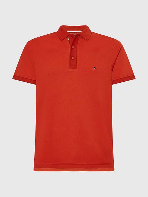 Tommy Hilfiger TH Flex Bubble Weave Slim Polo Yaka Tişört Erkek Kırmızı | TH290YHC