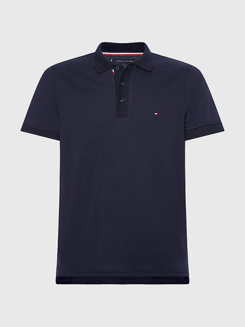 Tommy Hilfiger TH Flex Bubble Weave Slim Polo Yaka Tişört Erkek Mavi | TH856KYP