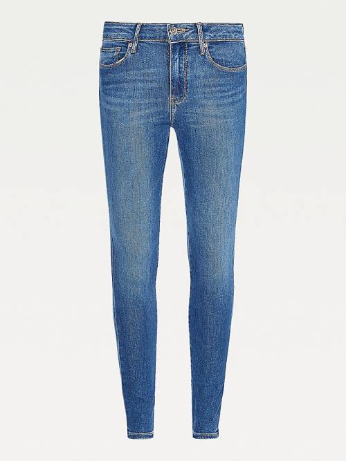 Tommy Hilfiger TH Flex Como Mid Cut Cut Cut Rise Skinny Faded Jean Pantolon Kadın Denim | TH351TMU