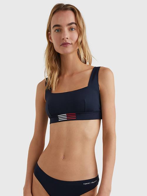 Tommy Hilfiger TH Flex Flag Print Bikini Bralette Mayo Kadın Mavi | TH796EGK