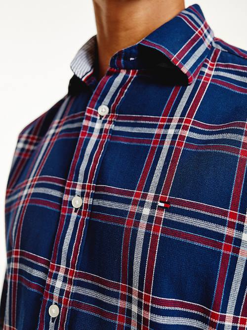 Tommy Hilfiger TH Flex Plaid Regular Fit Gömlek Erkek Mavi | TH753USP