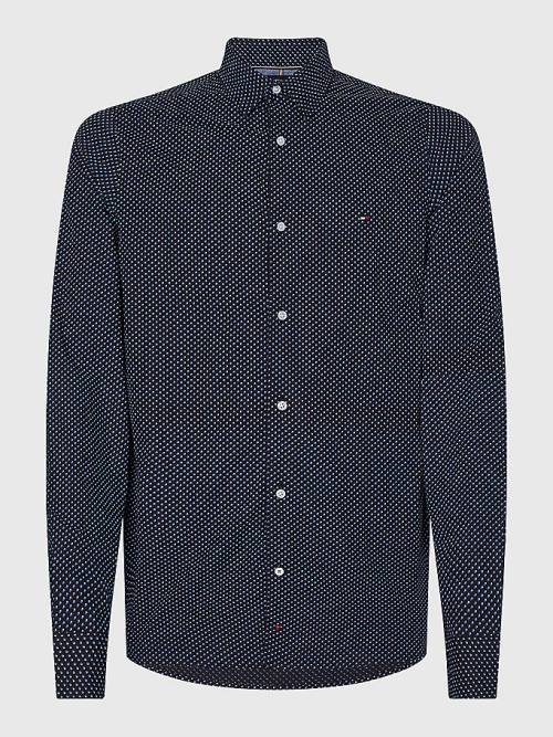 Tommy Hilfiger TH Flex Print Slim Fit Gömlek Erkek Mavi | TH018VDC