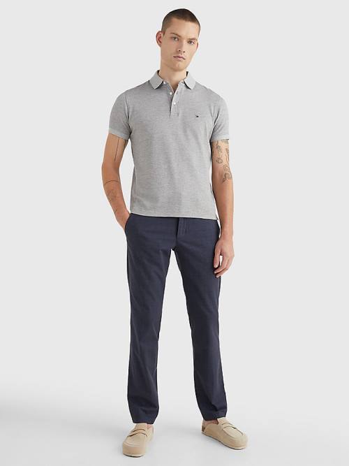 Tommy Hilfiger TH Flex Slim Fit Polo Yaka Tişört Erkek Gri | TH129KIC