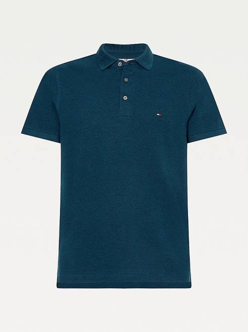 Tommy Hilfiger TH Flex Slim Fit Polo Yaka Tişört Erkek Mavi | TH164RTK