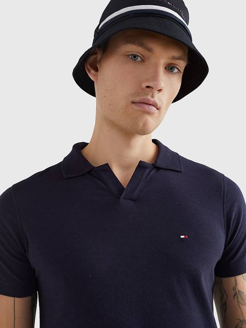 Tommy Hilfiger TH Flex Slim Fit Polo Yaka Tişört Erkek Mavi | TH345JZU