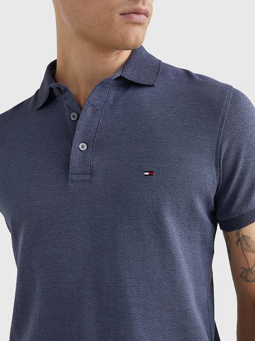 Tommy Hilfiger TH Flex Slim Fit Polo Yaka Tişört Erkek Mavi | TH389OIJ