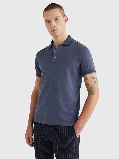 Tommy Hilfiger TH Flex Slim Fit Polo Yaka Tişört Erkek Mavi | TH389OIJ