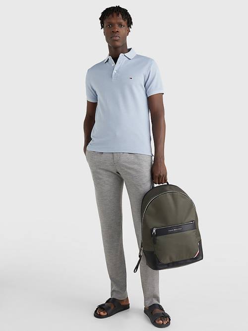 Tommy Hilfiger TH Flex Slim Fit Polo Yaka Tişört Erkek Mavi | TH670SBF