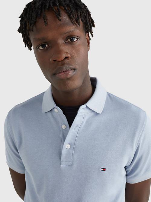 Tommy Hilfiger TH Flex Slim Fit Polo Yaka Tişört Erkek Mavi | TH670SBF