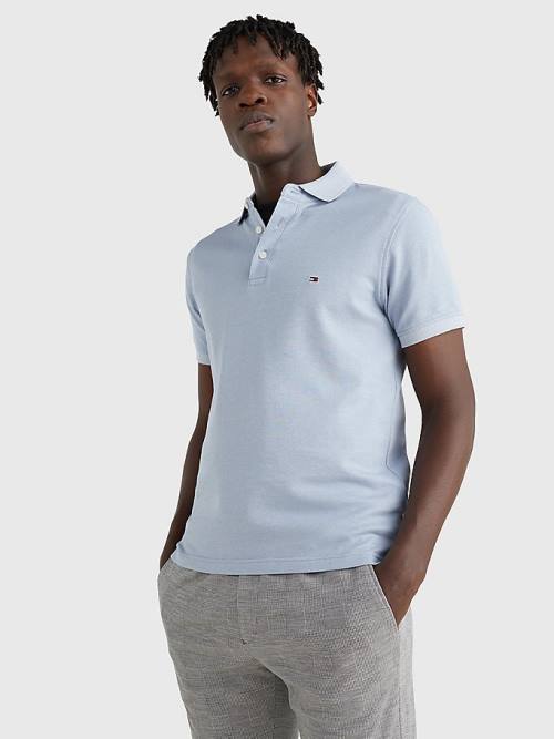 Tommy Hilfiger TH Flex Slim Fit Polo Yaka Tişört Erkek Mavi | TH670SBF