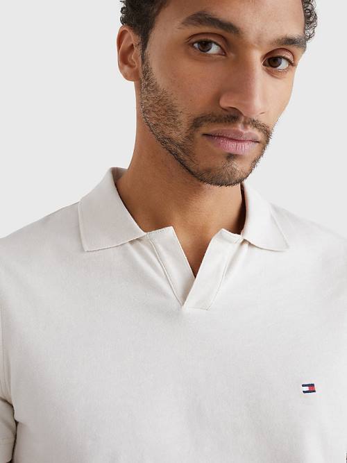 Tommy Hilfiger TH Flex Slim Fit Polo Yaka Tişört Erkek Bej Rengi | TH763MNP