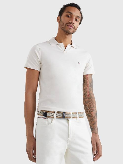 Tommy Hilfiger TH Flex Slim Fit Polo Yaka Tişört Erkek Bej Rengi | TH763MNP