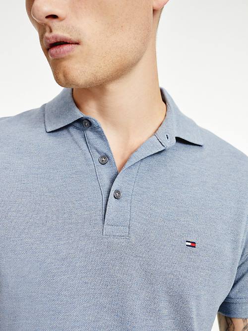 Tommy Hilfiger TH Flex Slim Fit Polo Yaka Tişört Erkek Mavi | TH968PDG