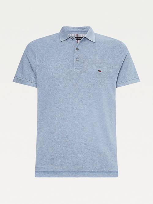 Tommy Hilfiger TH Flex Slim Fit Polo Yaka Tişört Erkek Mavi | TH968PDG