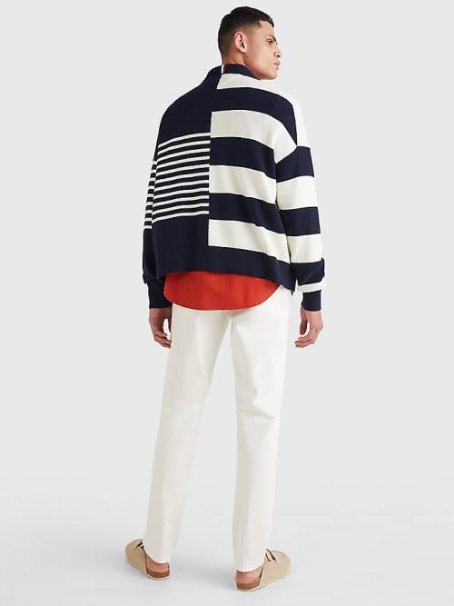 Tommy Hilfiger TH Flex Stripe Crest Cardigan Kazak Erkek Mavi | TH584GHR