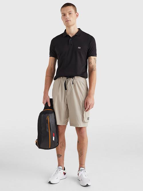 Tommy Hilfiger TH Flex Tech Essentials Slim Polo Yaka Tişört Erkek Siyah | TH130OHF