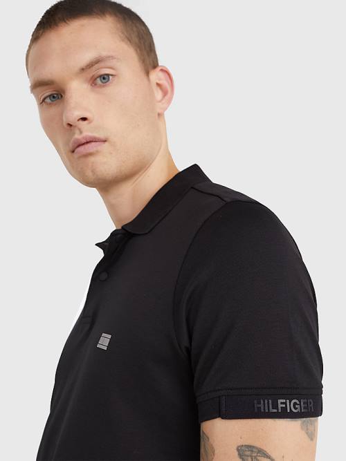 Tommy Hilfiger TH Flex Tech Essentials Slim Polo Yaka Tişört Erkek Siyah | TH130OHF