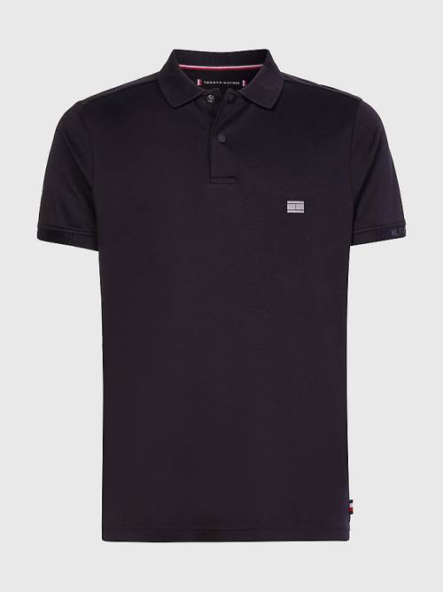 Tommy Hilfiger TH Flex Tech Essentials Slim Polo Yaka Tişört Erkek Siyah | TH130OHF