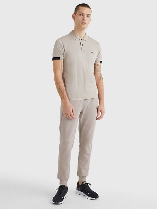 Tommy Hilfiger TH Flex Tech Essentials Slim Polo Yaka Tişört Erkek Bej Rengi | TH596GXJ