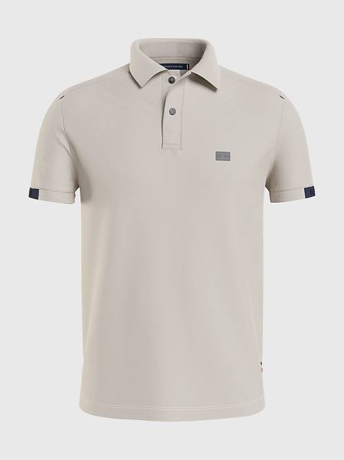 Tommy Hilfiger TH Flex Tech Essentials Slim Polo Yaka Tişört Erkek Bej Rengi | TH596GXJ