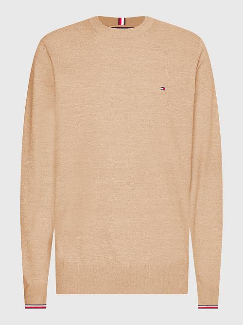 Tommy Hilfiger TH Flex Tipped Cuffs Jumper Kazak Erkek Kahverengi | TH948TVM