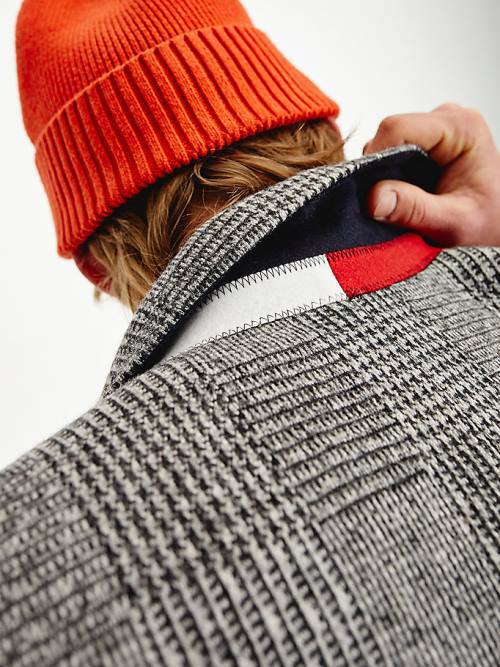 Tommy Hilfiger TH Flex Wool Blend Check Kaban Erkek Gri | TH263RKE