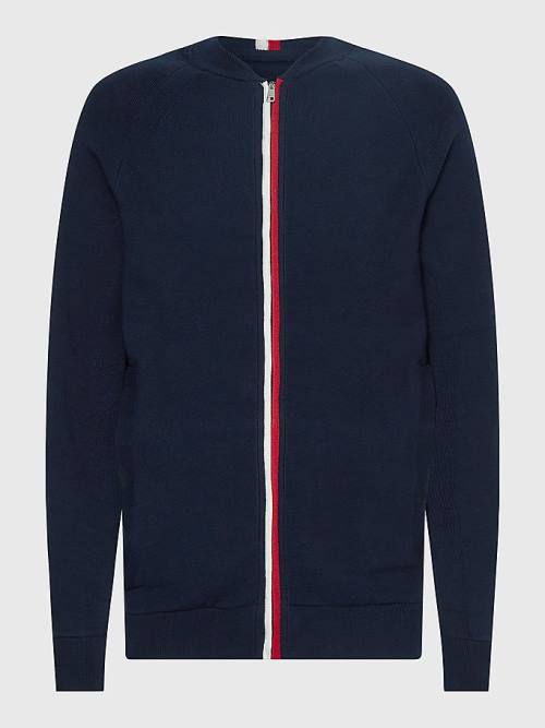 Tommy Hilfiger TH Flex Zip-Thru Cardigan Kazak Erkek Mavi | TH974PWU