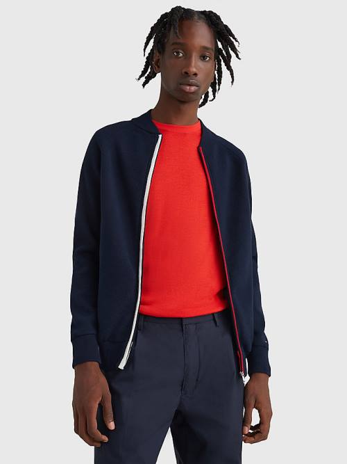 Tommy Hilfiger TH Flex Zip-Thru Cardigan Kazak Erkek Mavi | TH974PWU