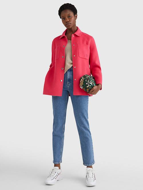 Tommy Hilfiger TH Interlock Belted Shacket Ceket Kadın Pembe | TH897ORJ