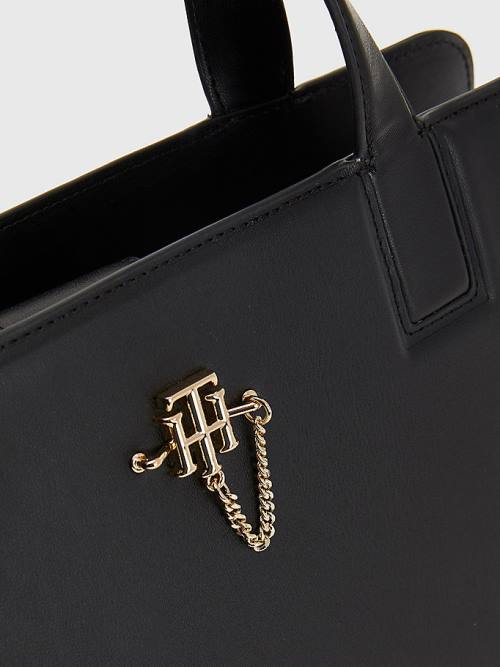 Tommy Hilfiger TH Interlock Chain Satchel Çanta Kadın Siyah | TH401EXY