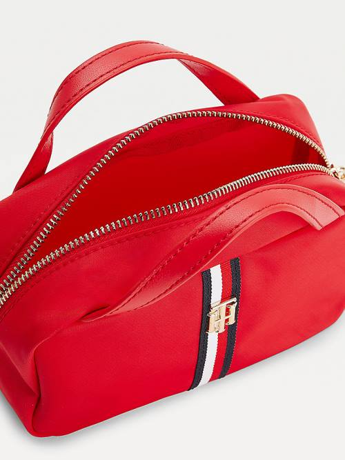 Tommy Hilfiger TH Interlock Makeup Case Çanta Kadın Kırmızı | TH479CUA