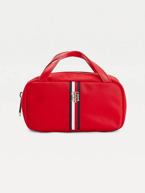 Tommy Hilfiger TH Interlock Makeup Case Çanta Kadın Kırmızı | TH479CUA