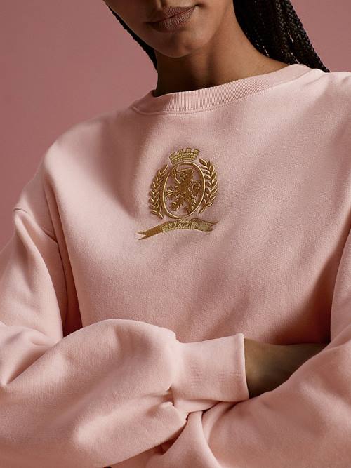 Tommy Hilfiger TH Koleksiyonlar Crest Relaxed Fit Sweatshirt Kadın Pembe | TH016EWX