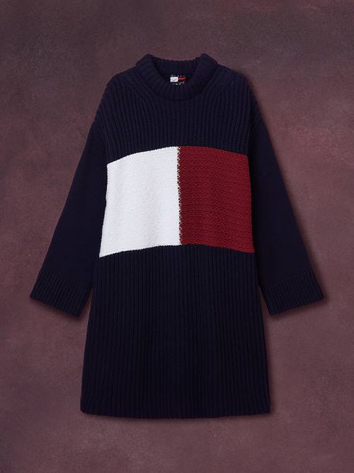 Tommy Hilfiger TH Koleksiyonlar Flag Icon Relaxed Elbise Kadın Mavi | TH179XHB